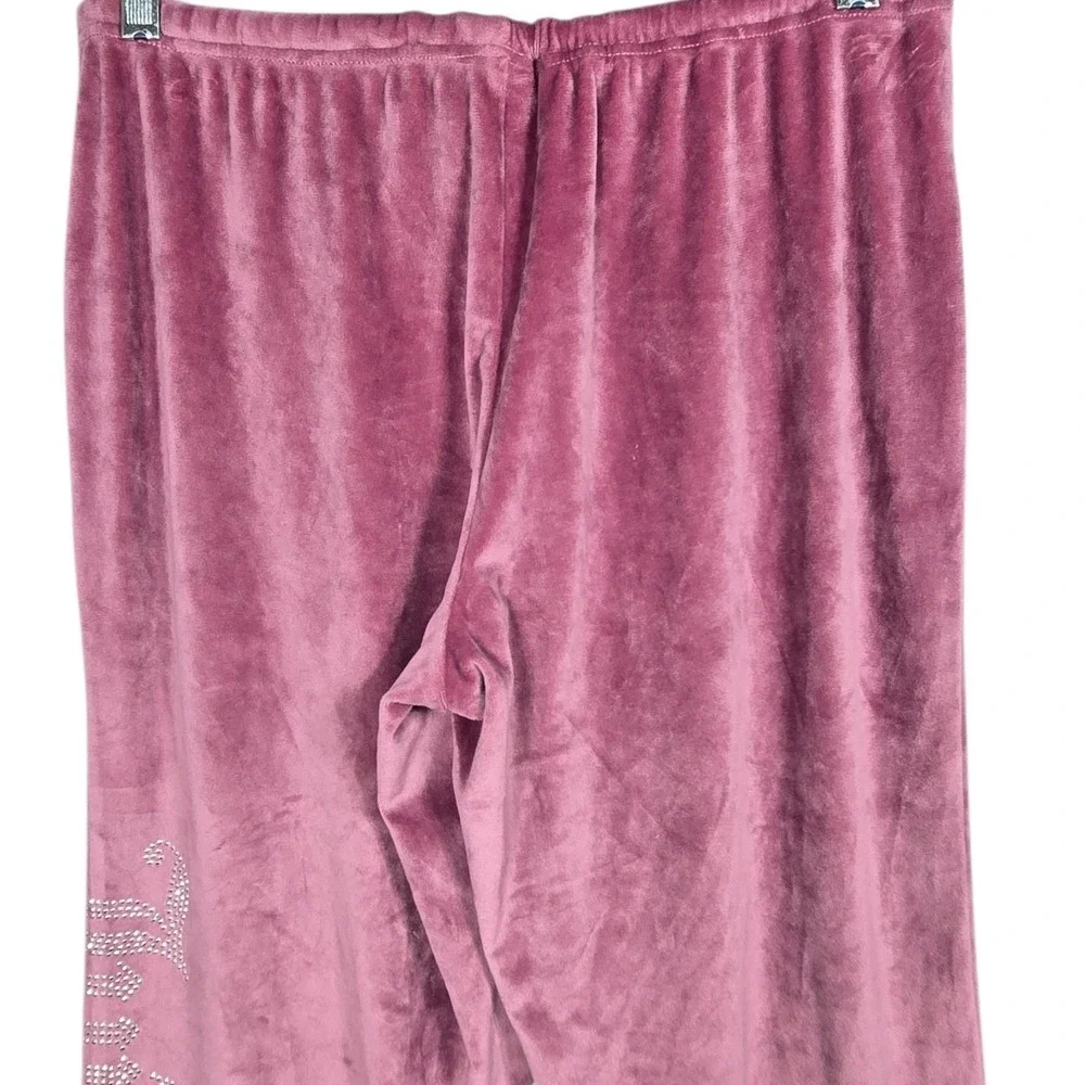Juicy Couture Sleep Pant Womens Medium Pink Velour Rhinestone Logo Pajama Lounge